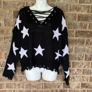 Willow moon v neck Star sweater size XL New With Tags